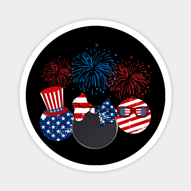 Hockey American Flag Fireworks Magnet by Flavie Kertzmann